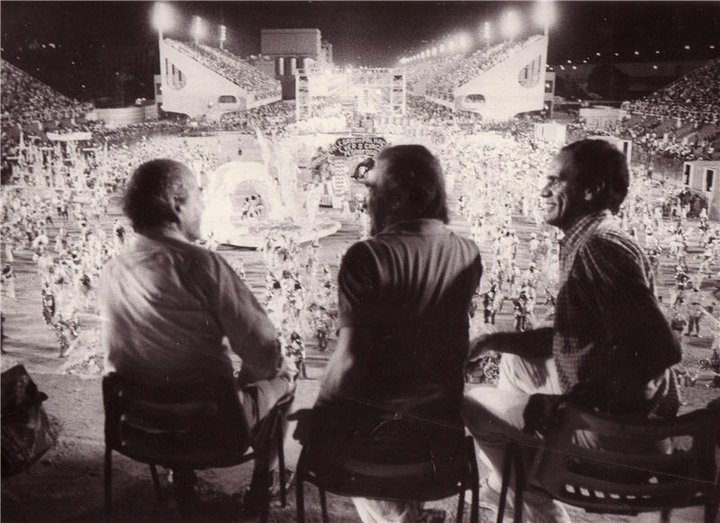 Inauguração do Sambódromo com o governador Leonel Brizola e Darcy Ribeiro