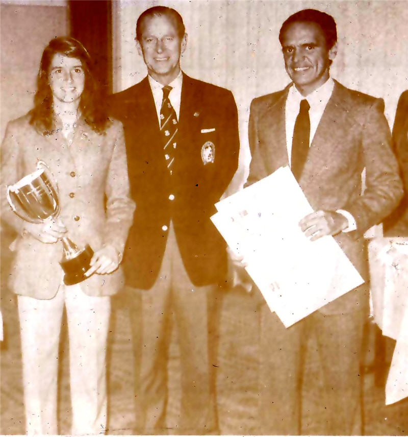 Pedro Valente e Elisabeth Assaf com o Príncipe Philip, Duque de Edimburgo.